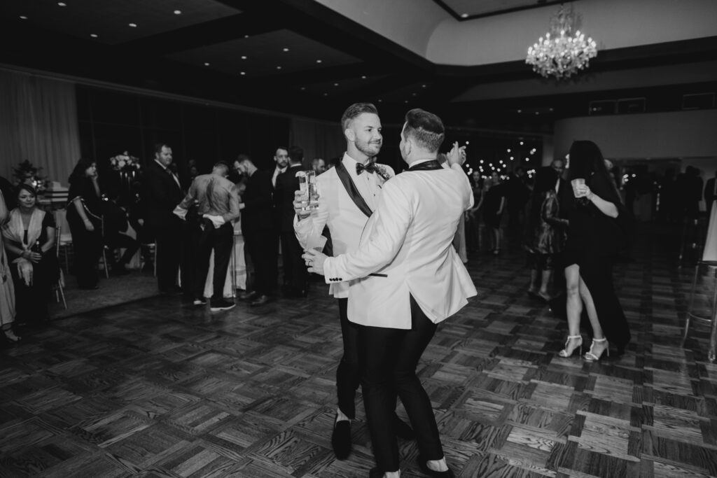 Couple dancing at wedding reception 