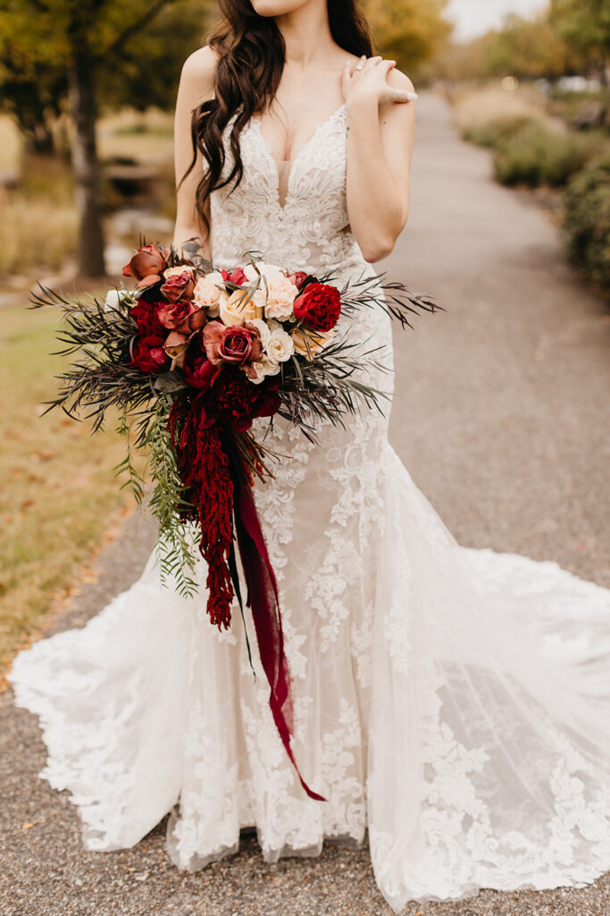 Bride with flowers at B and A Warehouse Birmingham
