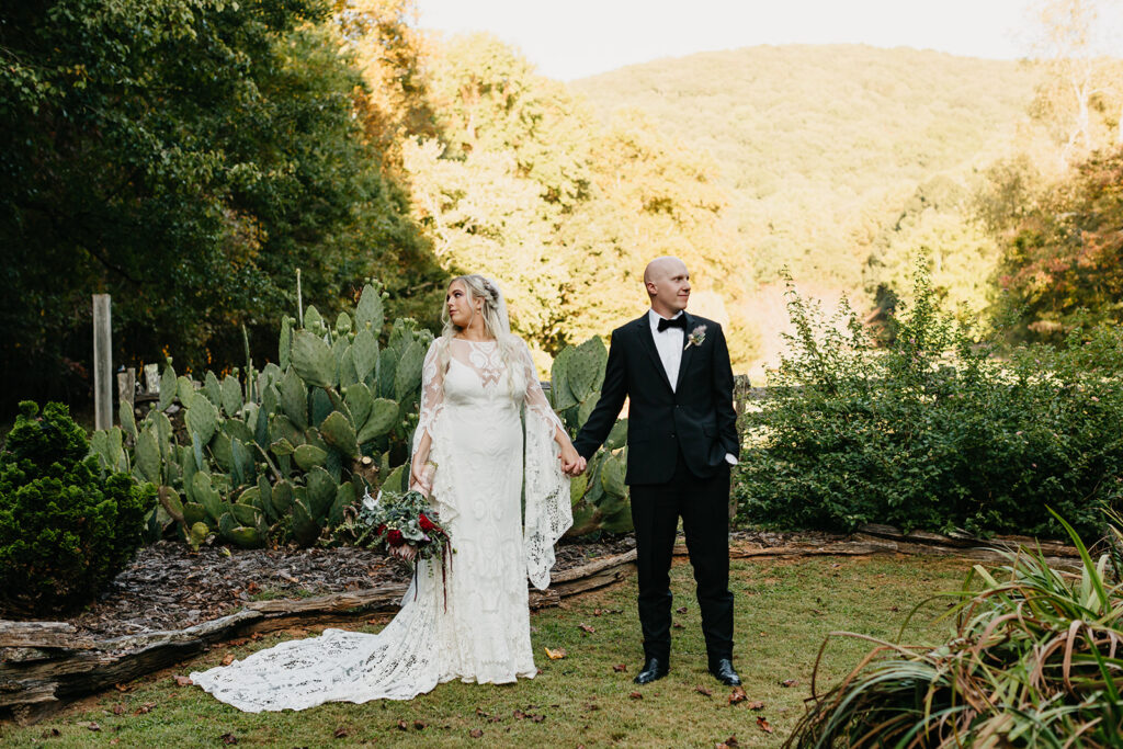 bride and groom portraits outdoors in north georgia