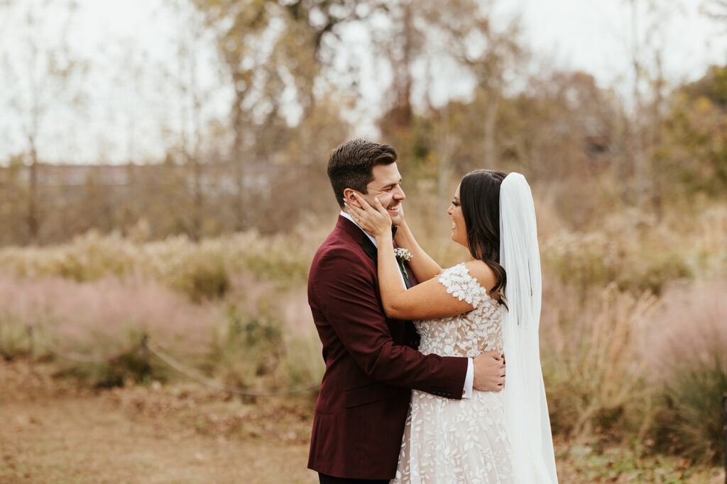 bride and groom portraits outdoors for Atlanta GA wedding