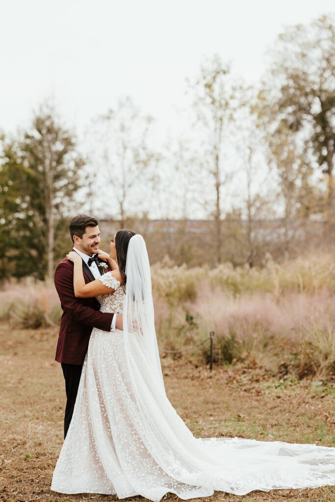 bride and groom portraits outdoors for Atlanta GA wedding