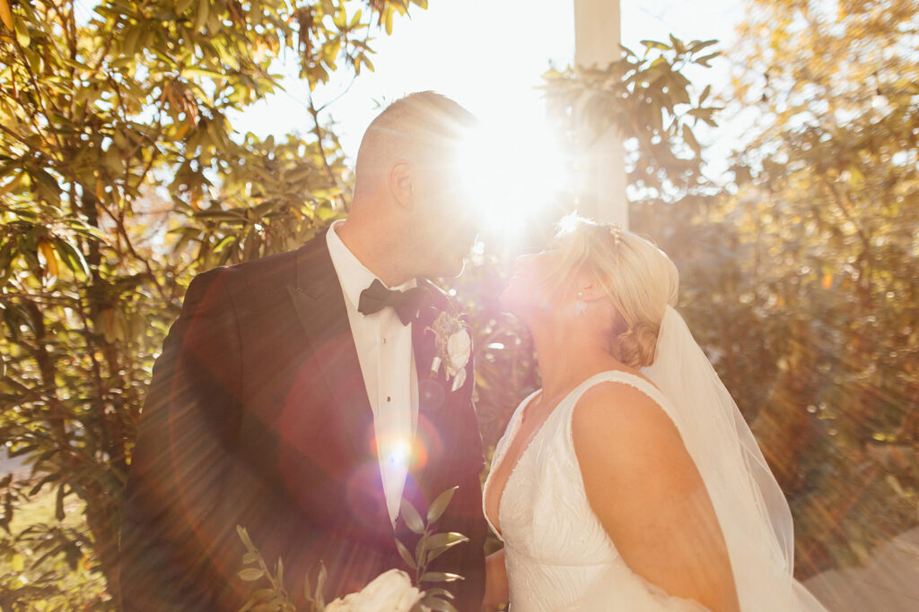 golden hour wedding portraits with bride and groom at The Washington at Historic Yellow Springs