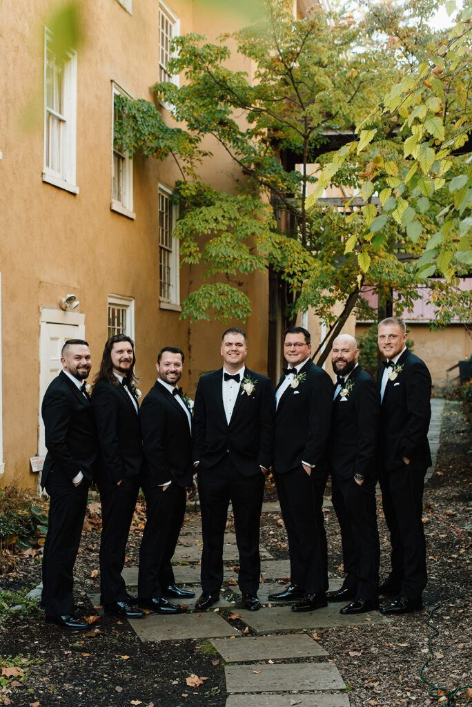 groomsmen portraits outdoors in the fall