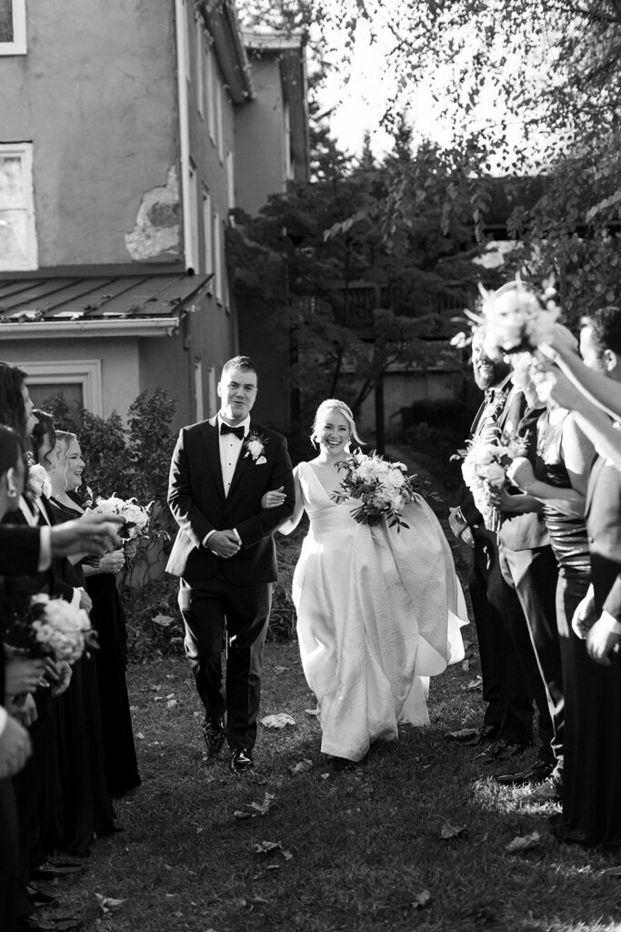 bridal part photos outdoors at The Washington at Historic Yellow Springs