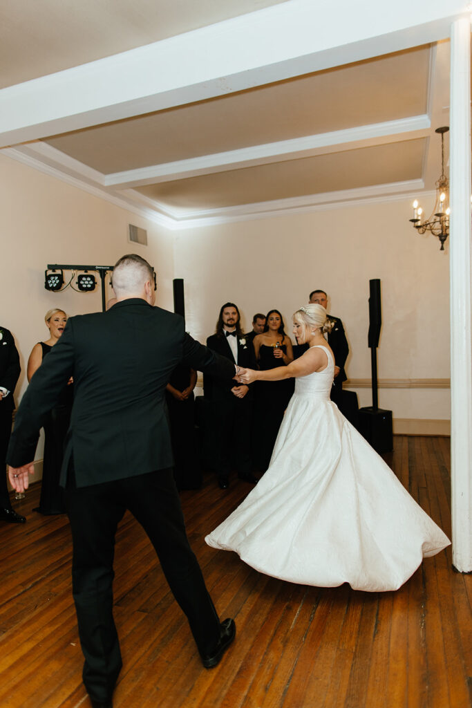 bride and groom first dance reception photos